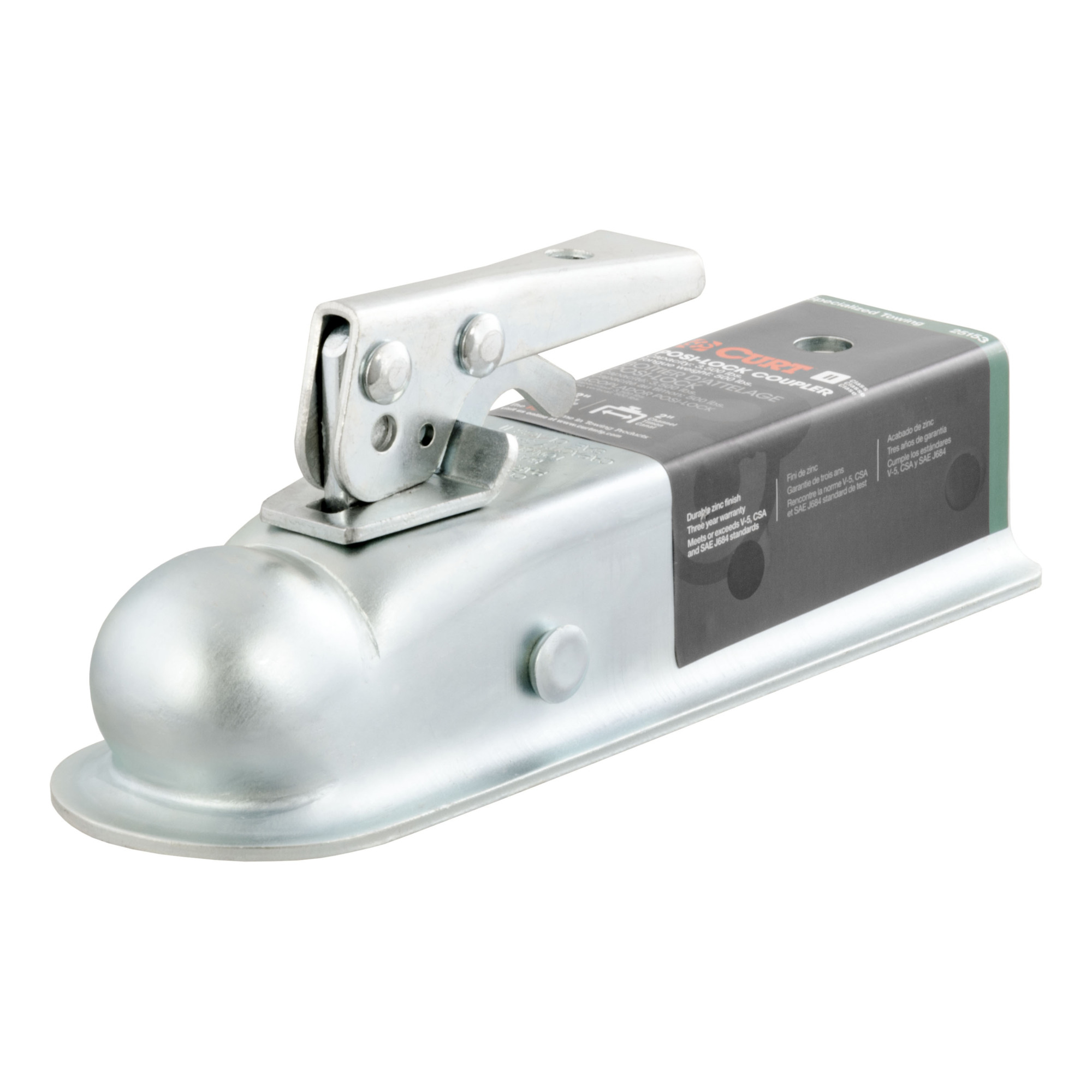 Curt Manufacturing Straight-Tongue Coupler with Posi-Lock, 2in. Channel, Steel, 3,500lb. Max. Capacity, Model# 25153